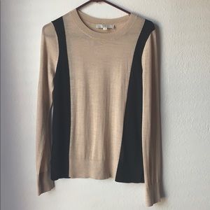 LOFT Tan and Black Lightweight Sweater